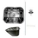 Tanque inox para lavanderia 40x40x22cm aço 304- polido/brilhante de sobrepor ou embutir com válvula e sifão Tanque inox para lavanderia 40x40x22cm aço 304- polido/brilhante de sobrepor ou embutir com válvula e sifão