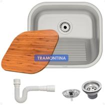 Tanque Inox Tramontina 40x35 19 Litros Escovado Com Tabua Linha Prime Luxo