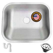 Tanque Lavanderia 50X40 fosco Válvula + Sifão Aço Inox 304