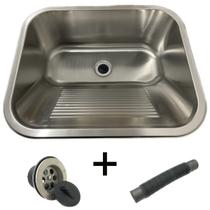 Tanque Lavanderia 55 x 45 Com Acessórios Aço Inox Escovado