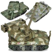 Tanque Militar de 15cm ArtCreativity - 3 Peças - Brinquedo de Metal com Função Pull Back