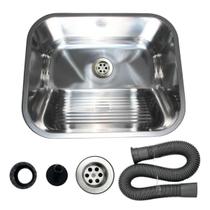 Tanque para lavanderia 44x44 aço inox 304 brilhante com válvula stillus home Tanque para lavanderia 44x44 aço inox 304 brilhante com válvula stillus home