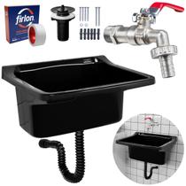 Tanque Plástico 34L + Sifão Sanfonado + Veda Rosca+ Torneira