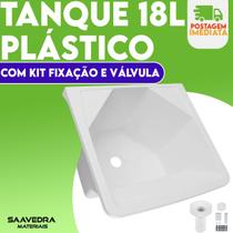 Tanque Plástico Lavar Roupa 41x38x29cm 18 Litros com Kit Fixação e Válvula