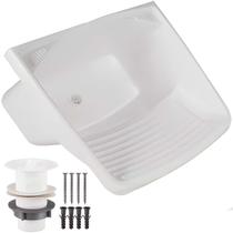 Tanque Plástico Lavar Roupas C/ Sifão e Valvula Lavanderia 24L Veronna Cor Branco