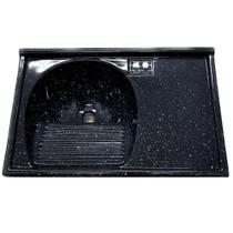Tanque Sintético Granitado 501908 79,5x52cm para Bancada Preto Aj Rorato Tanque Sintético Granitado 501908 79,5x52cm para Bancada Preto Aj Rorato
