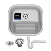 Tanque Tramontina 40x35 Prime Hera 19 L Compact em Aço Inox Acetinado com Válvula Tramontina e Sifão Universal Tanque Tramontina 40x35 Prime Hera 19 L Compact em Aço Inox Acetinado com Válvula Tramontina e Sifão Universal