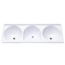 Tanque Triplo em Mármore Sintético 155x55cm Branco Gelo - Decoralita