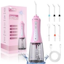 Tanque Water Dental Flosser Mocel 350ml, 5 modos e 6 pontas, rosa Tanque Water Dental Flosser Mocel 350ml, 5 modos e 6 pontas, rosa