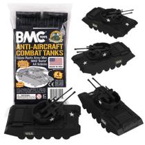 Tanques Antiaéreos Clássicos Payton BMC - 4 Veículos de Exército de Plástico Preto