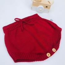 Tapa fraldas  de tricot infantil cavado vermelho Boneco de Neve