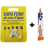 Tapa Furo P/ Cano D'Água 05 Unidades + Adesivo Plástico 17g