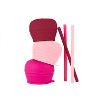 Tapa para vaso con sorbete de silicona Boon Snug 3 unidades rosa