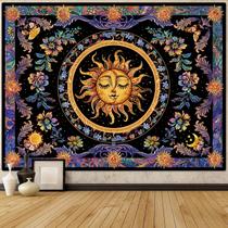 Tapeçaria Accnicc Sol e Lua Psicodélica Floral 200x150cm