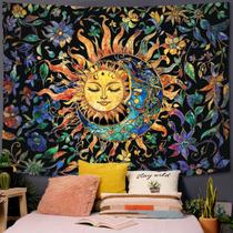 Tapeçaria Aipon Sun and Moon para quarto Boho Hippie Floral
