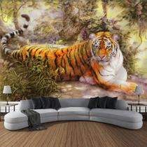 Tapeçaria Animal Tiger Fibra de Poliéster 280x150cm Decoração de quarto