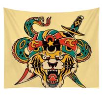 Tapeçaria Animal Tiger Microfabric Fiber 150x150cm para quarto