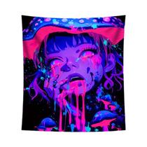 Tapeçaria Boêmia Menina Cogumelo Em Tecido Com Efeito Gradiente Para Quarto Sala De Estar Arte