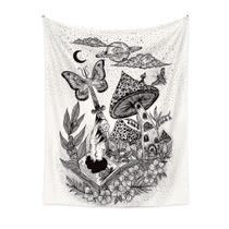 Tapeçaria Butterfly Mushroom Wall Room 150x130cm Microfabric Tapeçaria Butterfly Mushroom Wall Room 150x130cm Microfabric
