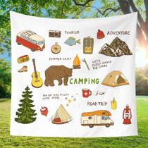 Tapeçaria Camping Adventure com tema natural 100x150cm de poliéster Tapeçaria Camping Adventure com tema natural 100x150cm de poliéster