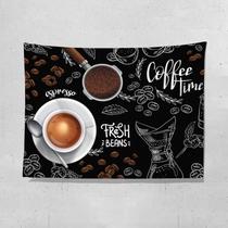Tapeçaria Coffee Time Espresso para decoração de cozinha 100x150cm Tapeçaria Coffee Time Espresso para decoração de cozinha 100x150cm