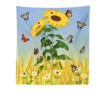 Tapeçaria colorida de microtecido de borboleta de girassol 150x100cm