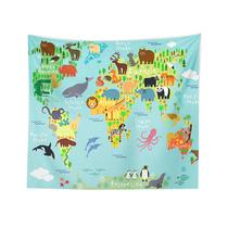 Tapeçaria, cor, mapa do mundo, animal, 150x100cm, microtecido Tapeçaria, cor, mapa do mundo, animal, 150x100cm, microtecido