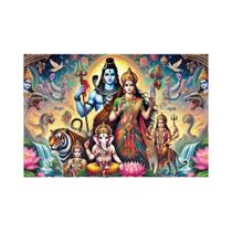 Tapeçaria Da Família Do Deus Hindu Shiva, Arte De Parede Em Lona Com Parvati, Ganesha E Kartikeya, Tapeçaria Da Família Do Deus Hindu Shiva, Arte De Parede Em Lona Com Parvati, Ganesha E Kartikeya,