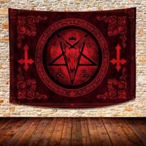 Tapeçaria De Cabeça De Cabra Satânica Para Altar De Bruxa, Decoração De Halloween Para Rituais Tapeçaria De Cabeça De Cabra Satânica Para Altar De Bruxa, Decoração De Halloween Para Rituais