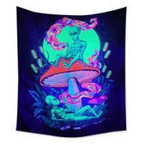 Tapeçaria de cogumelos alienígenas fluorescentes de luz ultravioleta 150x150cm