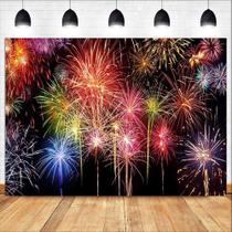Tapeçaria de fogos de artifício coloridos, celebração de Ano Novo 150x100cm