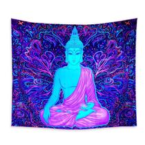 Tapeçaria de luz azul fluorescente UV Mandala Yoga 150x150cm
