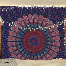 Tapeçaria de mandala Bless International Peacock para pendurar na parede 137x152cm Tapeçaria de mandala Bless International Peacock para pendurar na parede 137x152cm