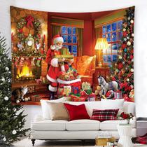 Tapeçaria de Papai Noel para pendurar na parede 150 cm x 130 cm Tapeçaria de Papai Noel para pendurar na parede 150 cm x 130 cm