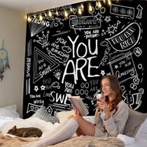 Tapeçaria de parede Atrippy You Are Inspirational Preto Branco 130x150cm