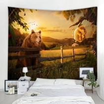Tapeçaria de parede Bear Animal Room Aesthetic 280x150cm Poliéster Tapeçaria de parede Bear Animal Room Aesthetic 280x150cm Poliéster