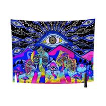 Tapeçaria De Parede Com Caveira De Cogumelo Fluorescente UV Psicodélica Para Decoração De Casa E