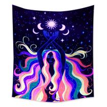 Tapeçaria de parede com luz azul fluorescente UV Moon Rainbow 150x150cm Tapeçaria de parede com luz azul fluorescente UV Moon Rainbow 150x150cm