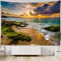 Tapeçaria de parede com vista para o mar 150x100cm em fibra de poliéster