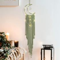 Tapeçaria de parede Dream Catcher ANROYE de algodão verde feita à mão