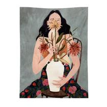 Tapeçaria de parede, ilustração feminina, 150x130cm, microtecido Tapeçaria de parede, ilustração feminina, 150x130cm, microtecido