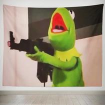 Tapeçaria de parede Kermit the Frog com pistola de poliéster 100x150cm