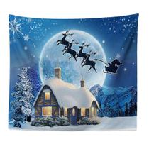 Tapeçaria de parede Papai Noel Elk Snowscape 150x130cm Microfabric Tapeçaria de parede Papai Noel Elk Snowscape 150x130cm Microfabric