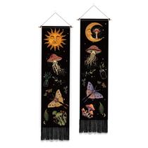 Tapeçaria de parede PLIGREAT Mysterious Art Mushroom Sun Moon