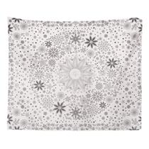 Tapeçaria em preto e branco, circular floral, 150x100cm, microtecido Tapeçaria em preto e branco, circular floral, 150x100cm, microtecido