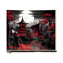 Tapeçaria Fantasia Dragão Samurai Vermelho E Preto Anime Japonês Paisagem Medieval Para Pendurar Na Tapeçaria Fantasia Dragão Samurai Vermelho E Preto Anime Japonês Paisagem Medieval Para Pendurar Na