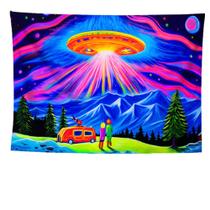 Tapeçaria Fluorescent Planet Spaceship 150x150cm Microfabric