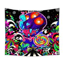 Tapeçaria fluorescente de Halloween, esqueleto de 150 x 150 cm, microtecido