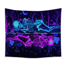 Tapeçaria fluorescente de Halloween, esqueleto de 150 x 150 cm, microtecido