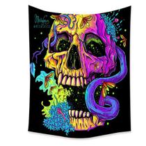 Tapeçaria fluorescente de Halloween, esqueleto de 150 x 150 cm, microtecido Tapeçaria fluorescente de Halloween, esqueleto de 150 x 150 cm, microtecido